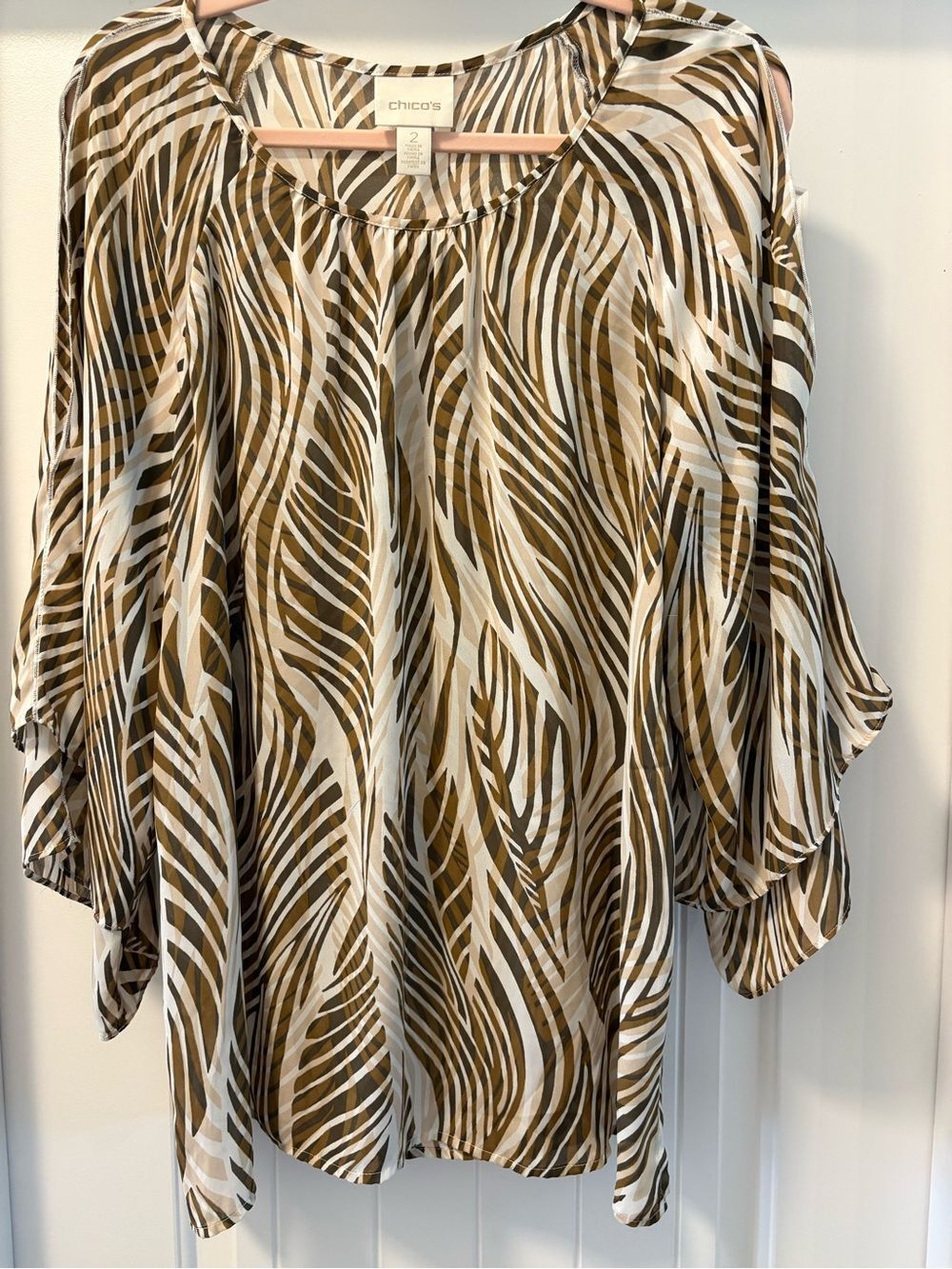 Chico's Brown and Cream Zebra-Print Tunic Size 2 (Chico’s size) or Large